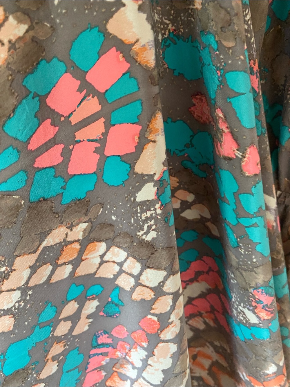 Alice & Trixie silk Coral Turquoise Miami Abstract Print Front Slit Maxi size L - Picture 11 of 14